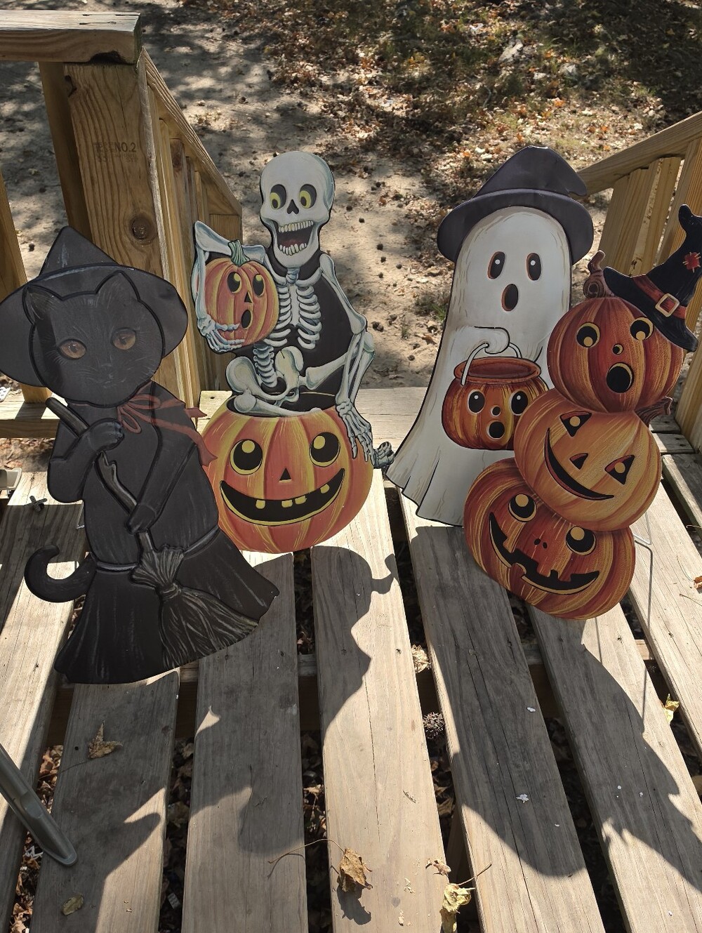 Bundle Vintage Inspired HALLOWEEN porch Signs Skeleton Cat Jackolantern Ghost